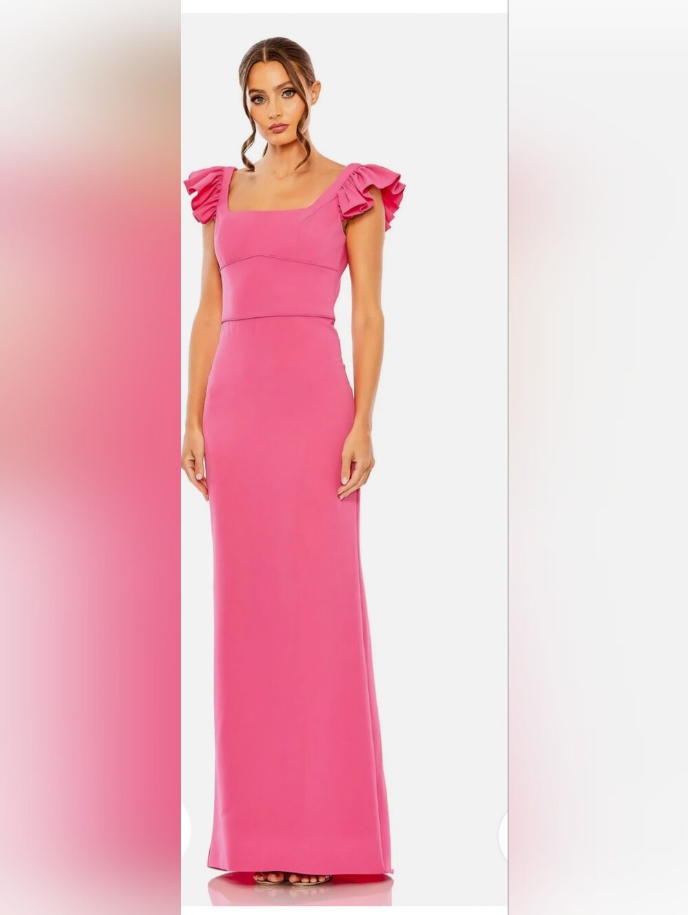 NWT Ieena for Mac Duggal Fuchsia Ruffle Cap Sleeve Gown